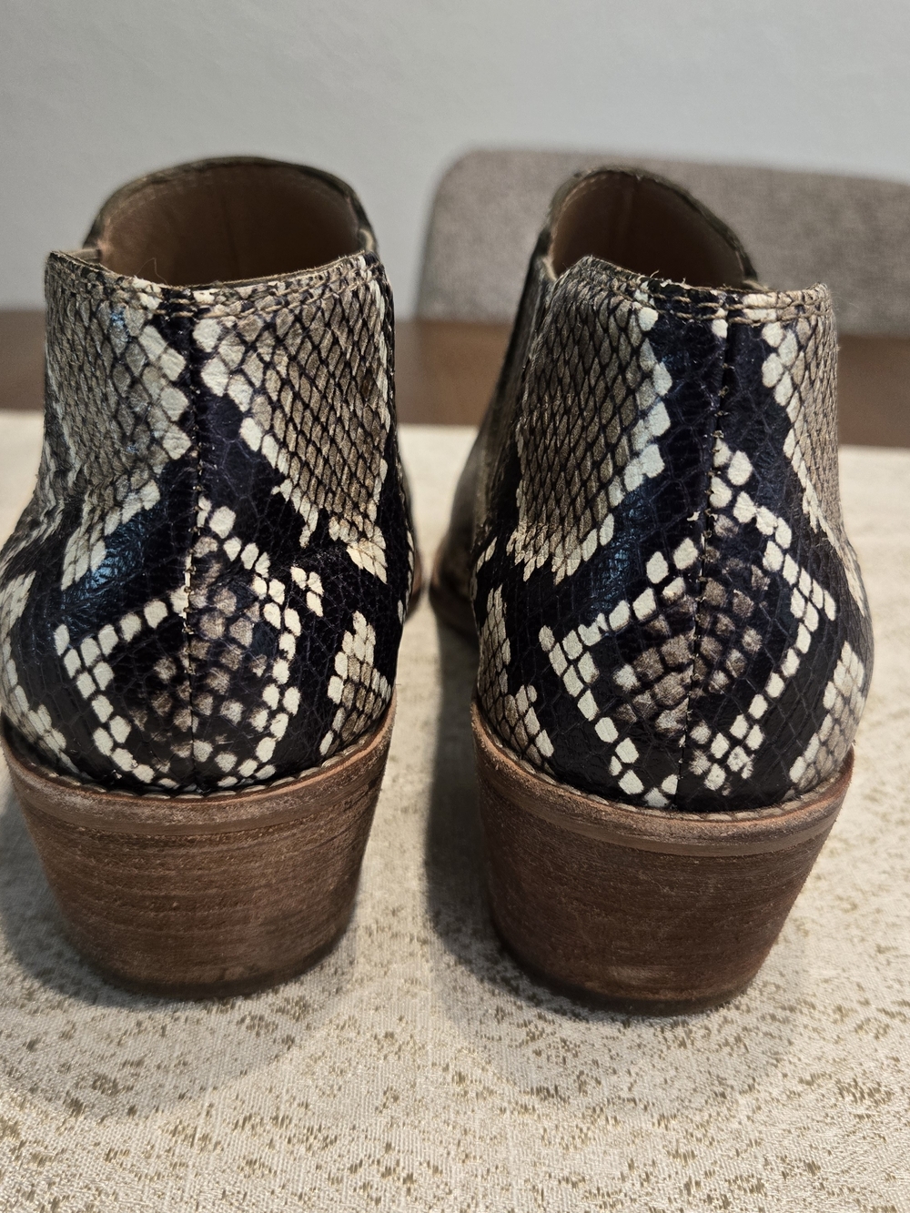 Madewell SnakePrint Leather Chelsea Ankle Boots Block Stacked heel WesternBoho 6 - Picture 4 of 8